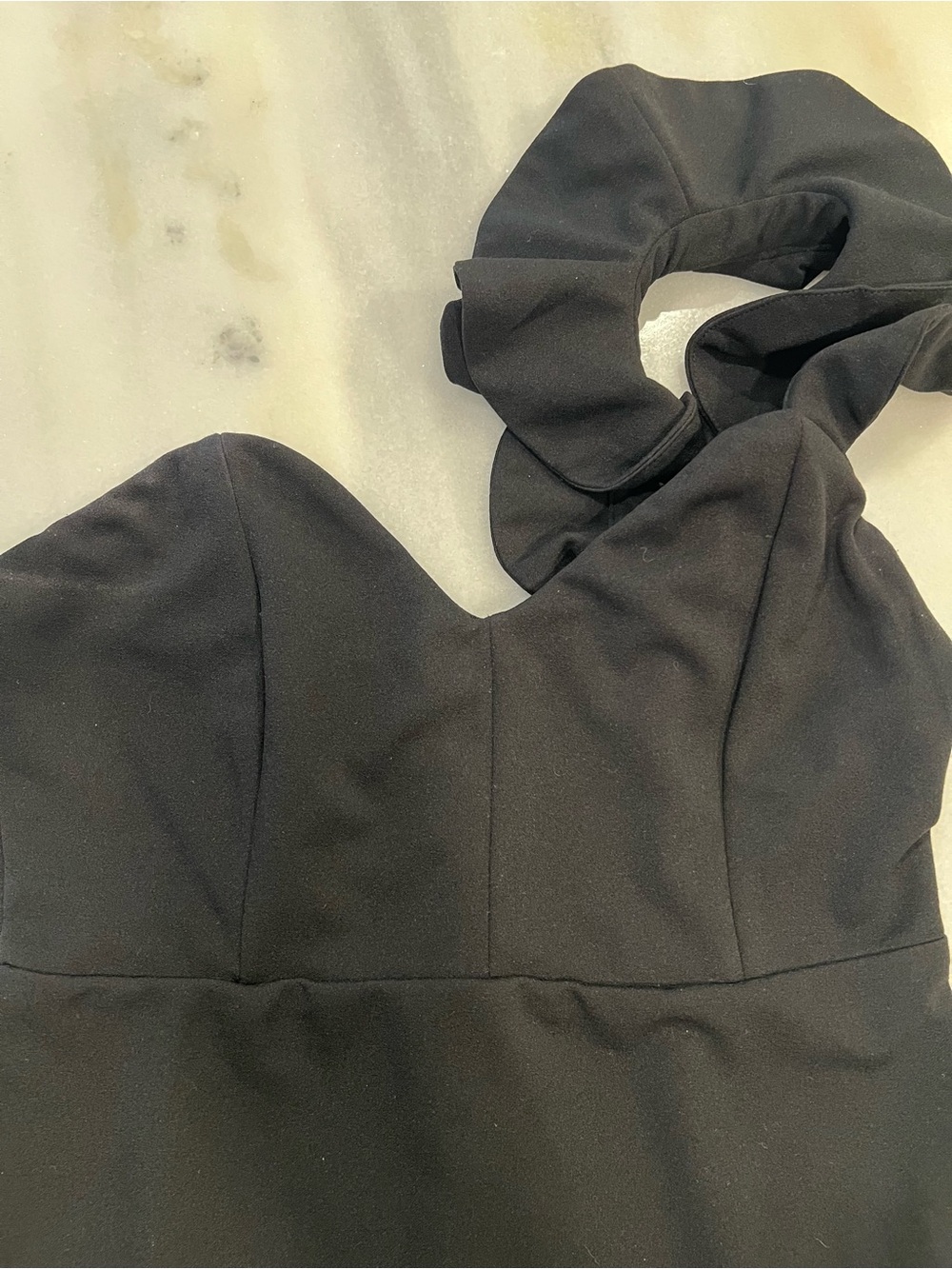 Lulu's Black One-Shoulder Ruffle Mini Dress - Picture 4 of 8